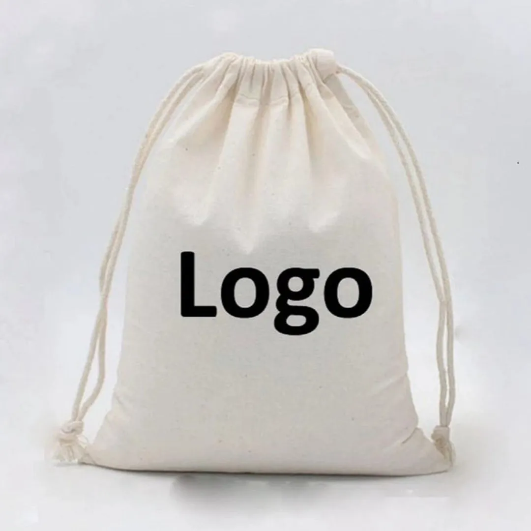 100% Cotton Canvas Value Drawstring Pouches / Favor Bags (Pack of 12)