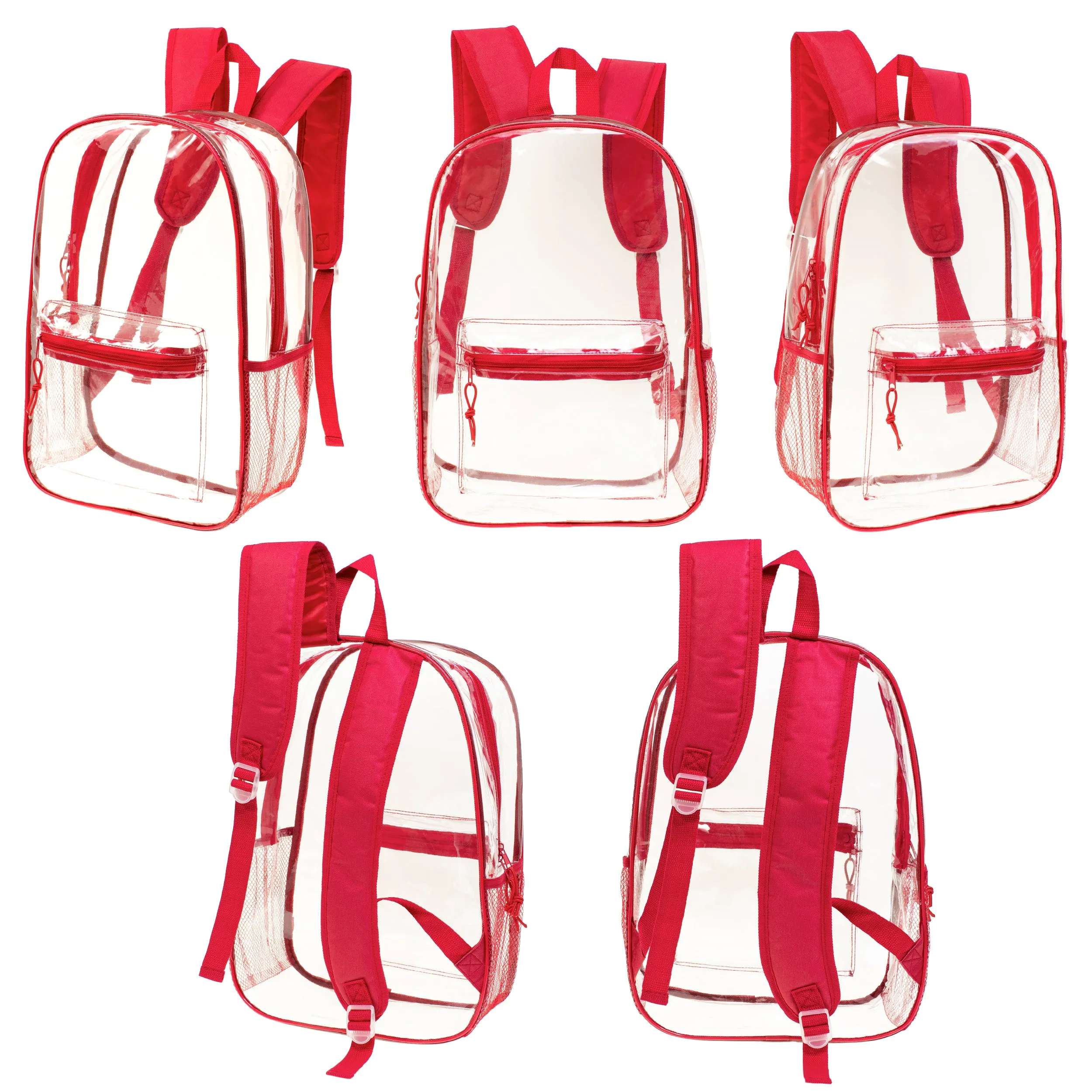 17" Clear Wholesale Backpacks in Bulk in Assorted Colors - Case of 24 Transparent Bookbags