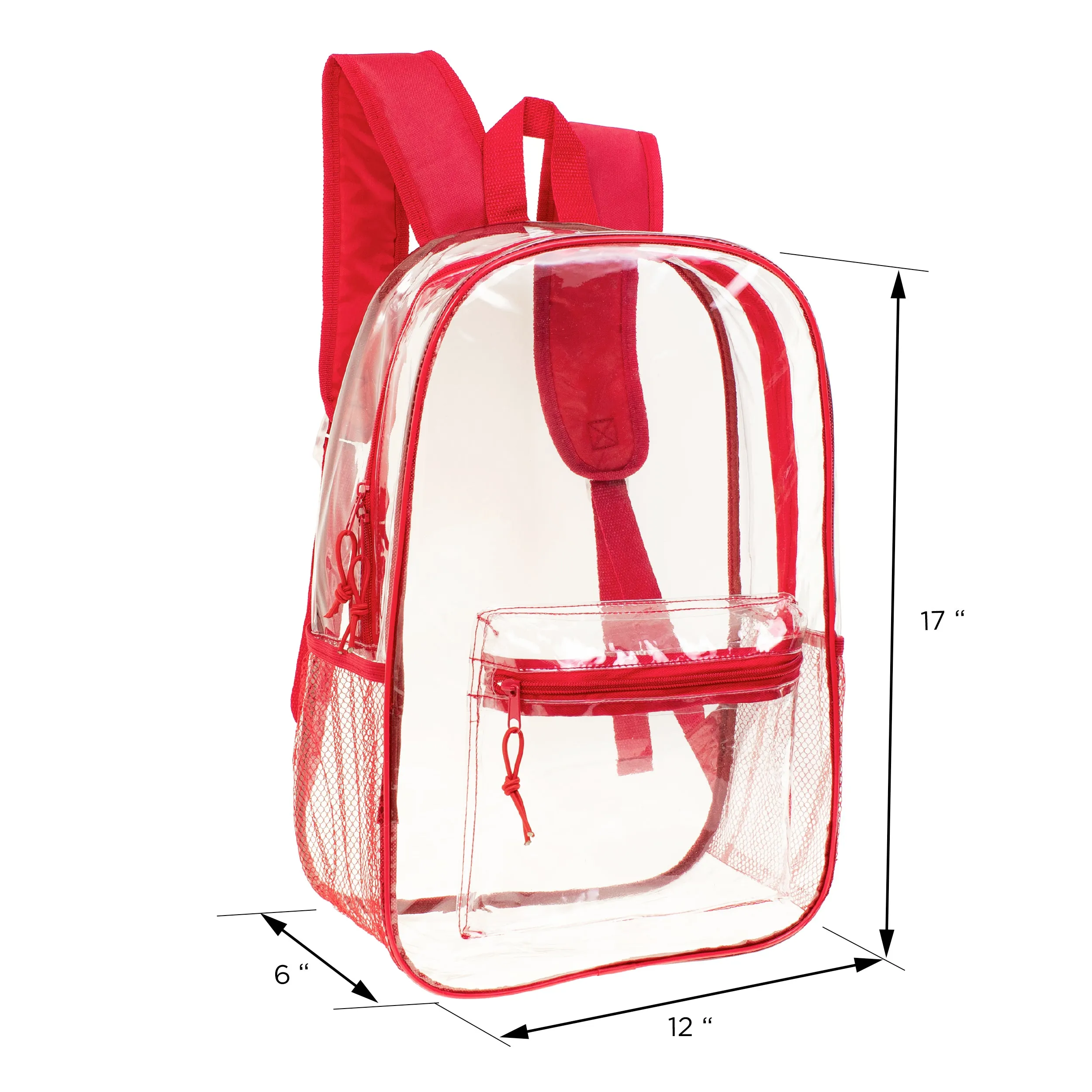 17" Clear Wholesale Backpacks in Bulk in Assorted Colors - Case of 24 Transparent Bookbags