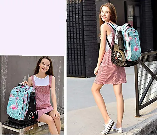 18 Inch Multifunction Rolling Backpack Luggage School Travel Laptop Climbing Stairs Trolley