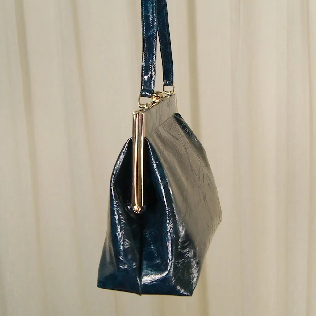 1950s Navy Blue Marble Handbag