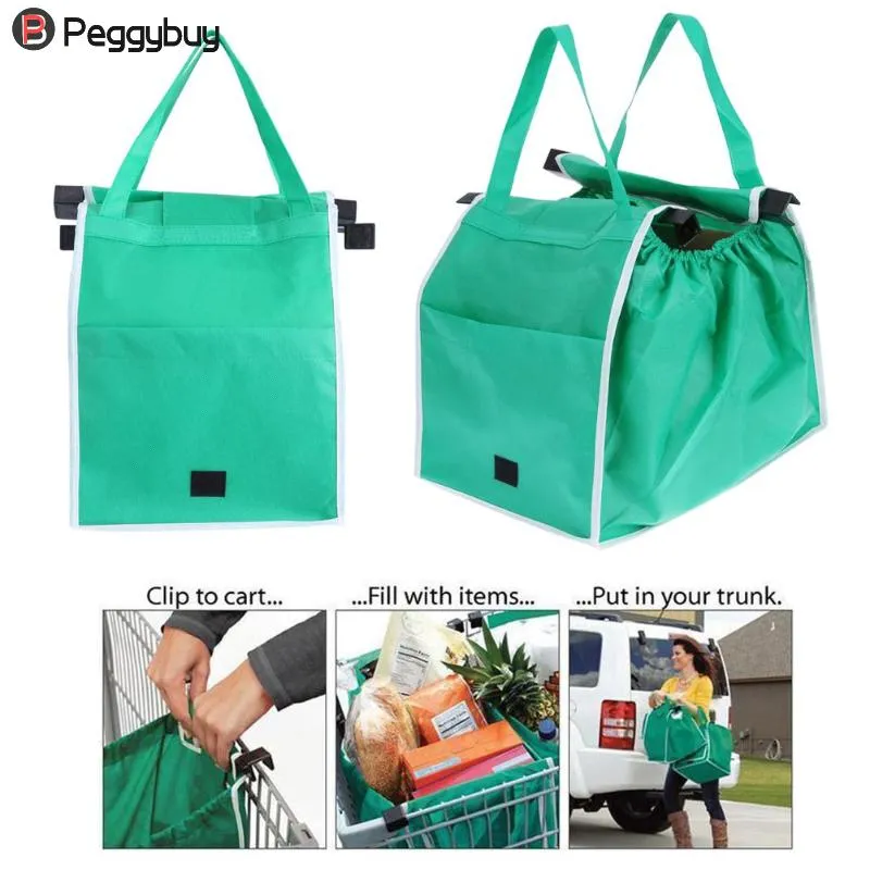 1Pcs/2Pcs Shopping Bag Foldable Tote Eco-Friendly Reusable Large Trolley Supermarket Large Capacity