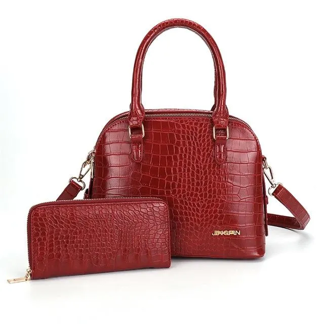 2 IN 1 Luxury Designer Fashion Leather Ladies Purses and Handbags