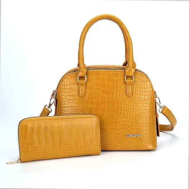 2 IN 1 Luxury Designer Fashion Leather Ladies Purses and Handbags