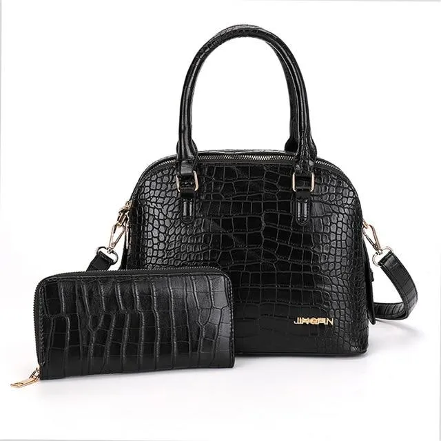 2 IN 1 Luxury Designer Fashion Leather Ladies Purses and Handbags