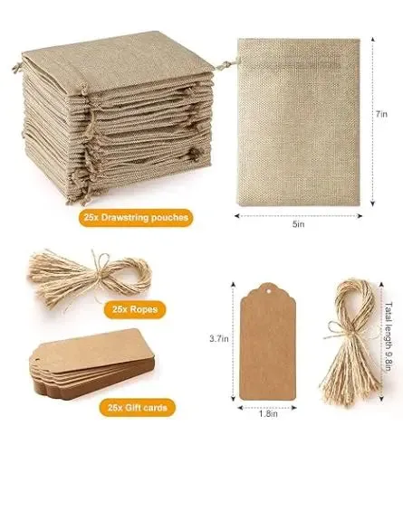 25 Set Burlap Drawstring Sachet Bags