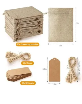 25 Set Burlap Drawstring Sachet Bags