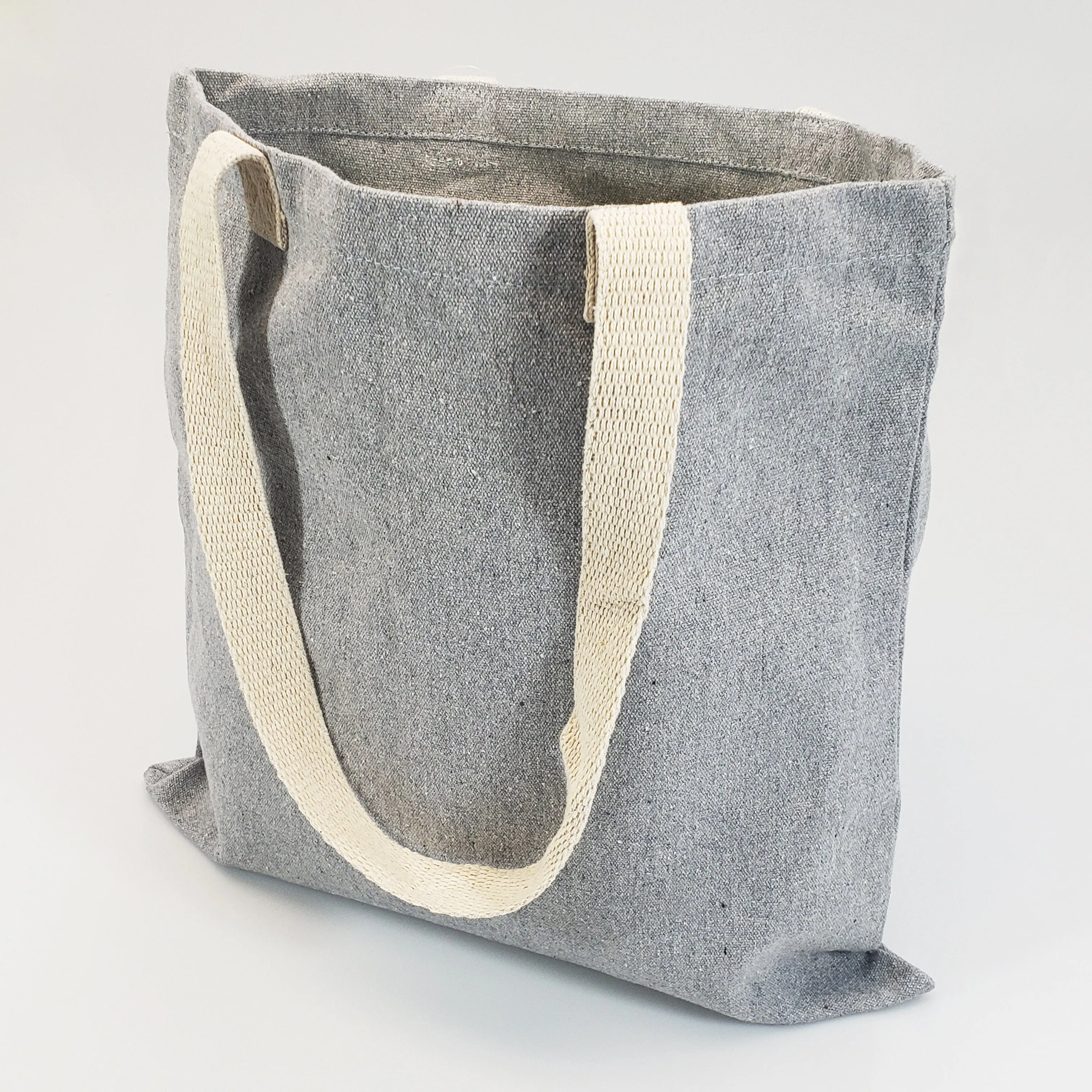 6 ct Recycled Canvas Flat Tote Bag / Basic Book Bag - Pack of 6