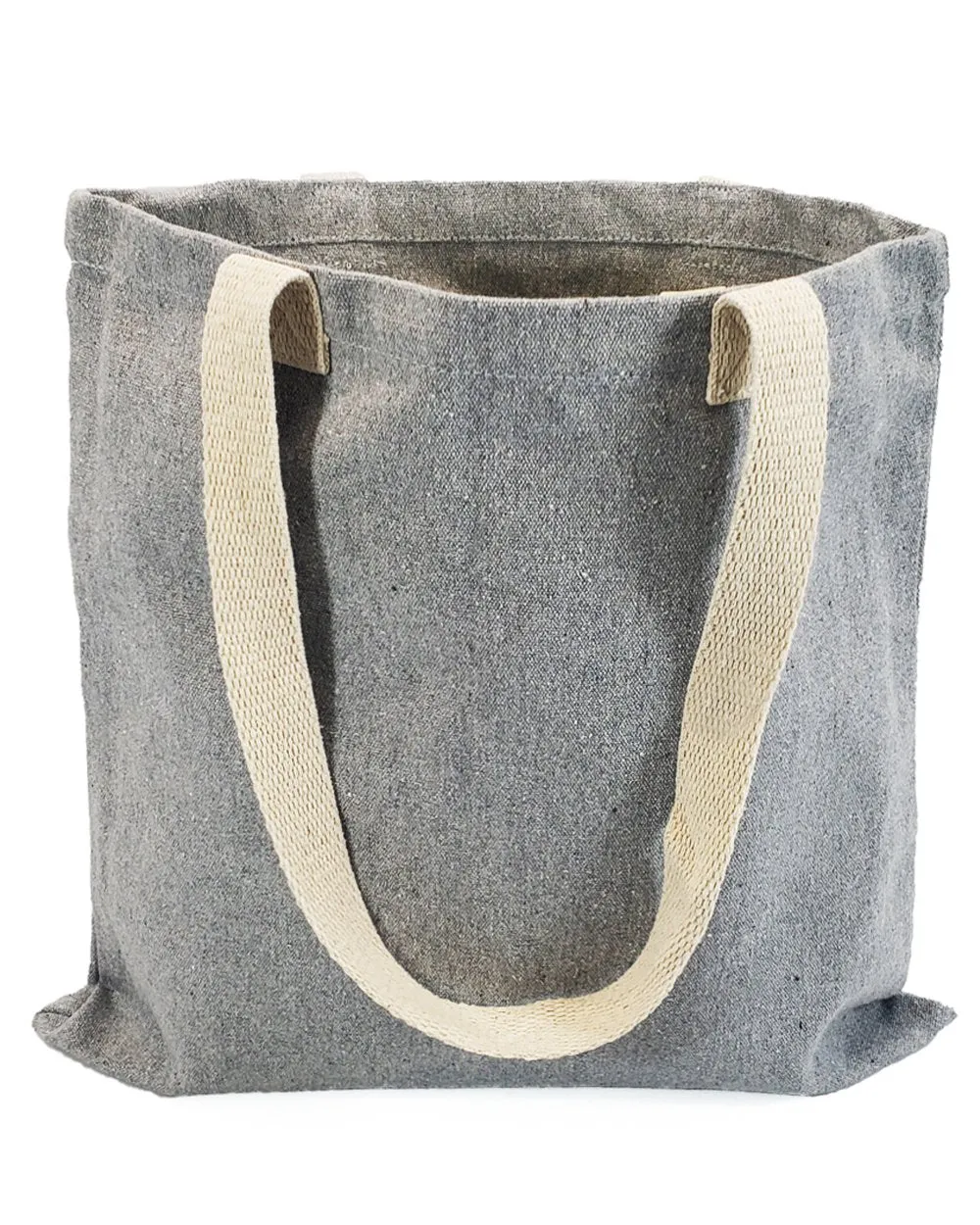 6 ct Recycled Canvas Flat Tote Bag / Basic Book Bag - Pack of 6