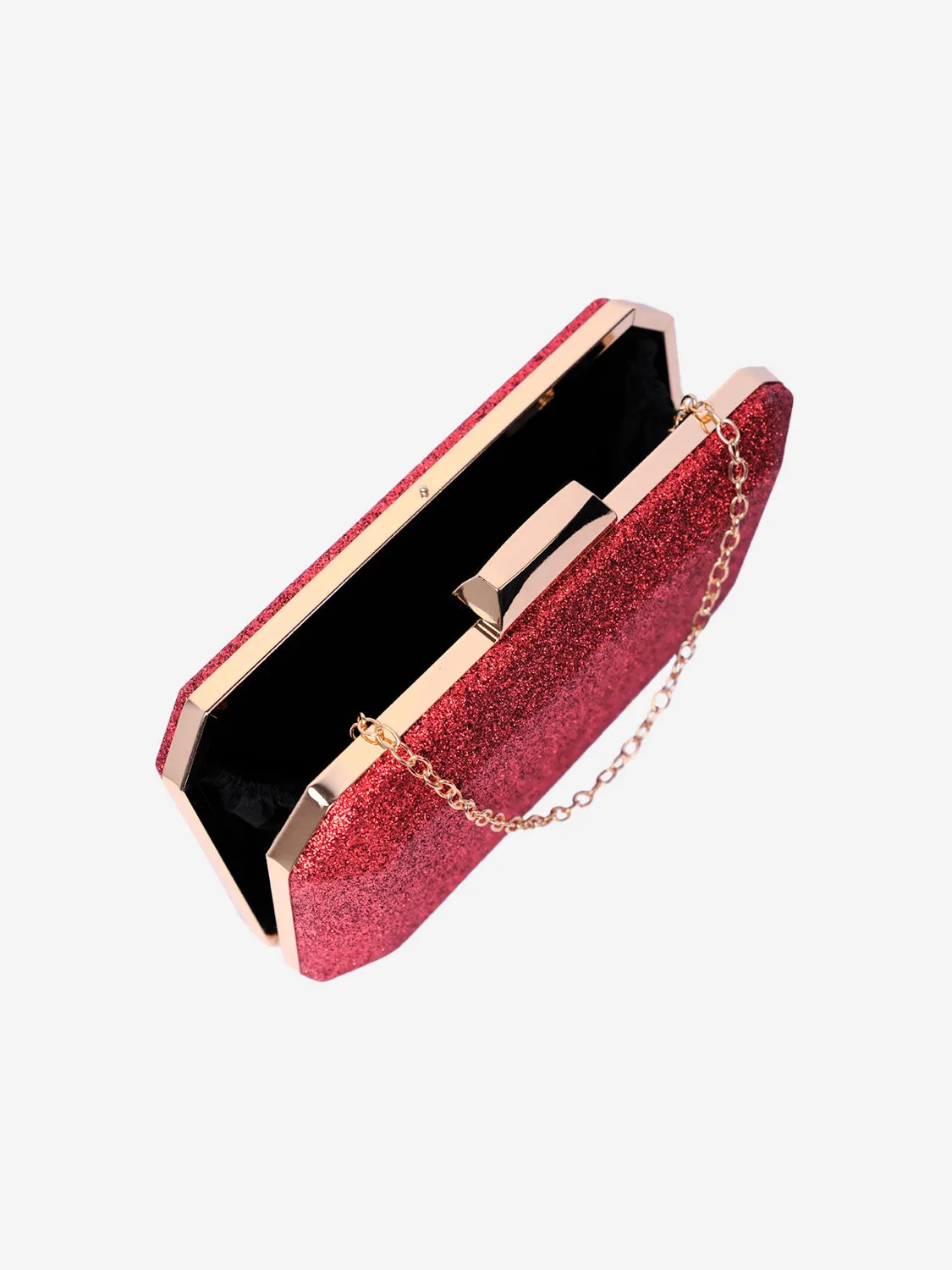 ADDISON DIAMANTE CHAIN CLUTCH BAG IN RED