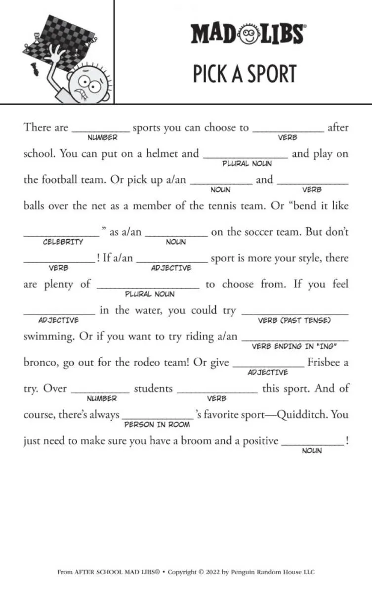 After School Mad Libs