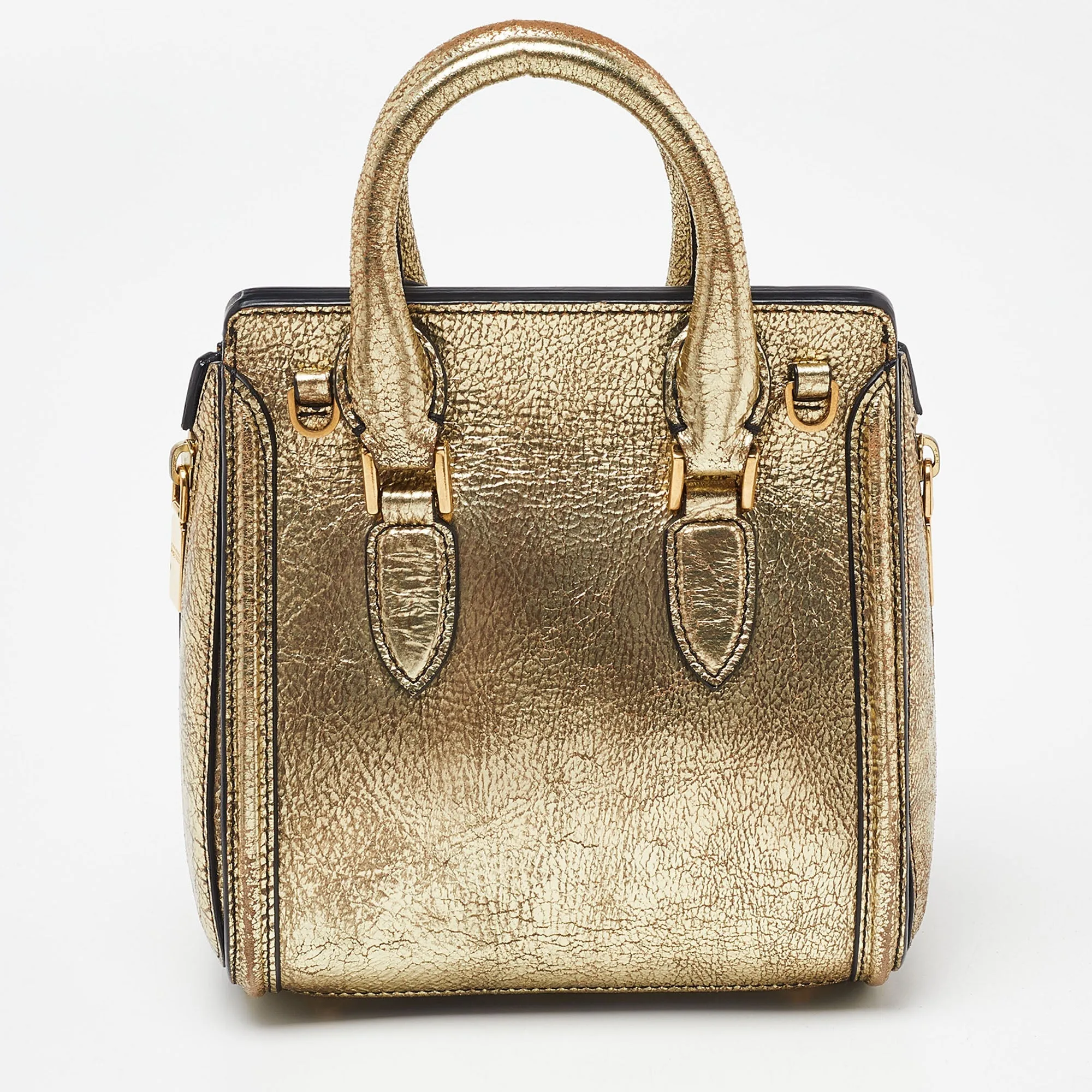 ALEXANDER MCQUEEN Gold Leather Mini Heroine Bag