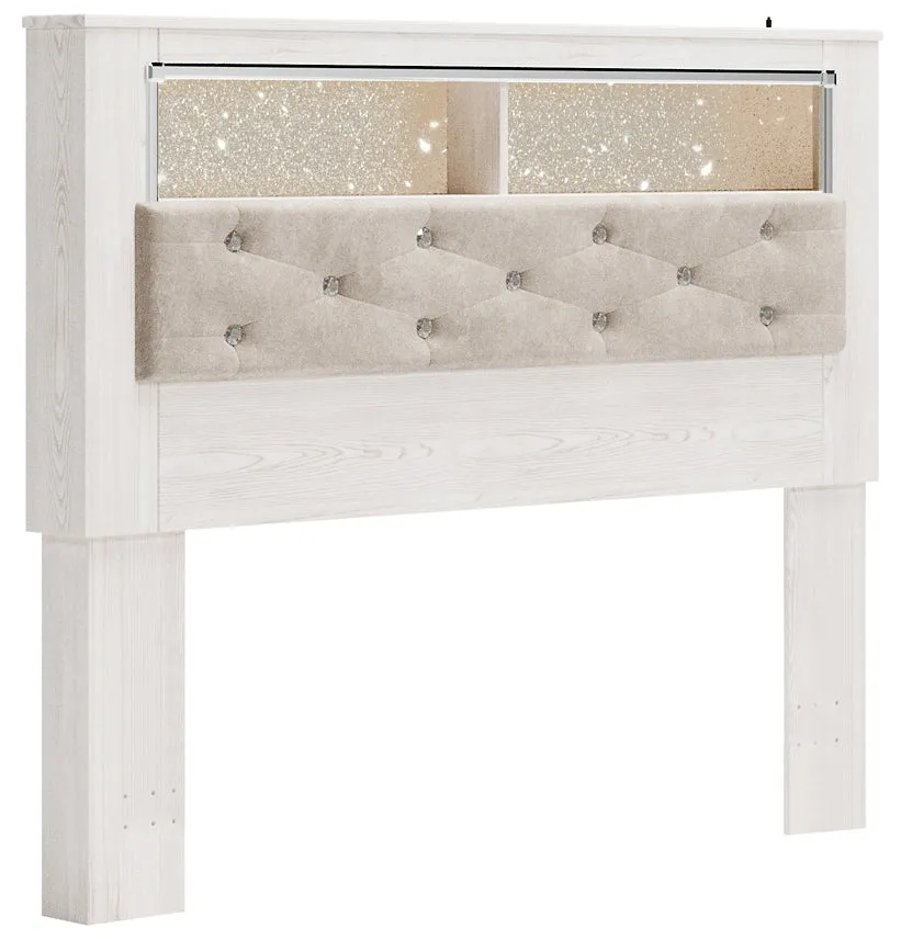 Altyra Queen Bookcase Headboard with Mirrored Dresser