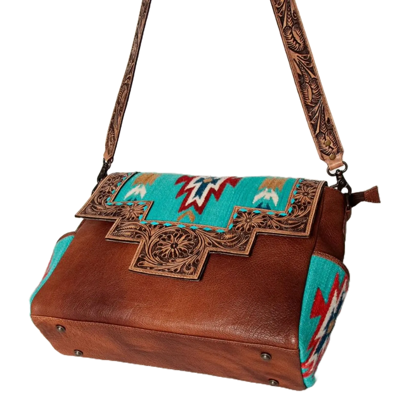 American Darling Teal & Aztec Saddle Blanket Purse ADBG842D