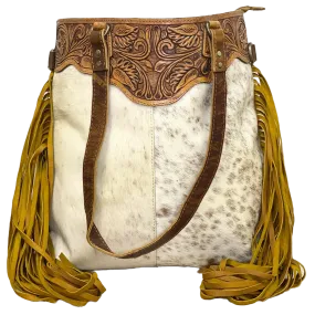 American Darling White and Brown Cowhide Fringe Purse ADBGZ166