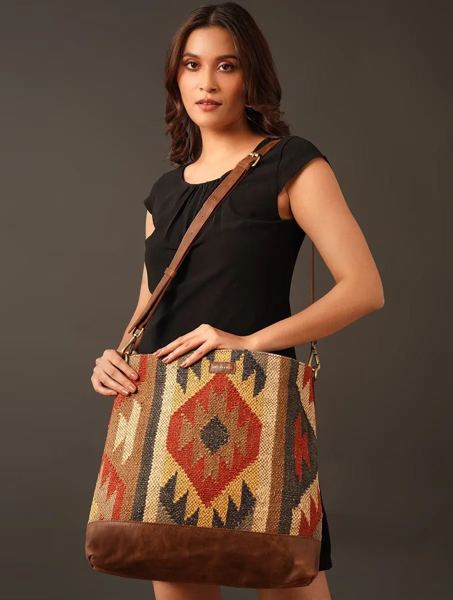 AUSTERE - KILIM &  LEATHER HAND  BAG