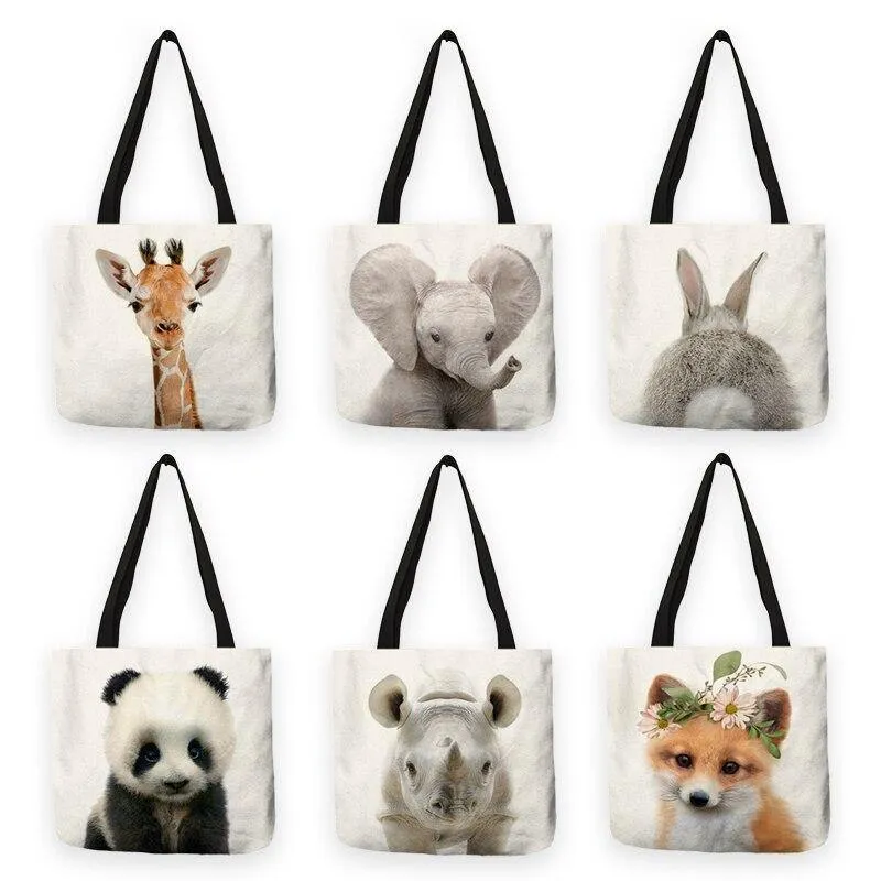 Baby Animals Canvas Tote Bag Collection