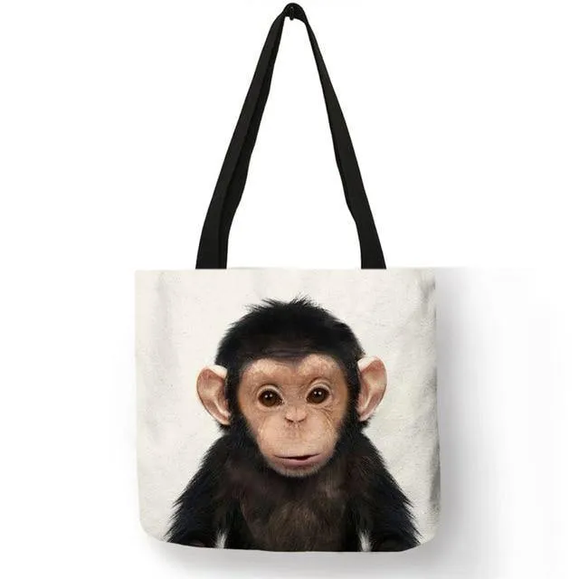 Baby Animals Canvas Tote Bag Collection