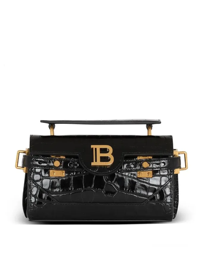 Balmain B-Buzz 19 bag in crocodile-print leather