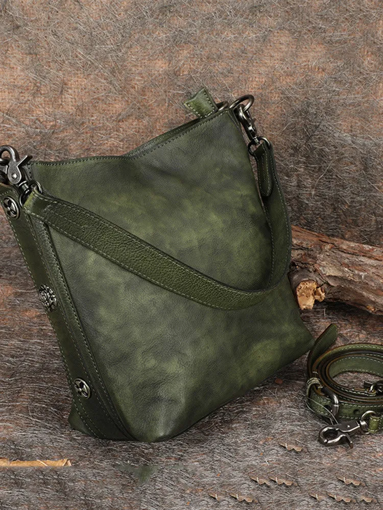 Best Green Leather Womens Vintage Tote Handbag Handmade Tote Crossbody Purse for Ladies