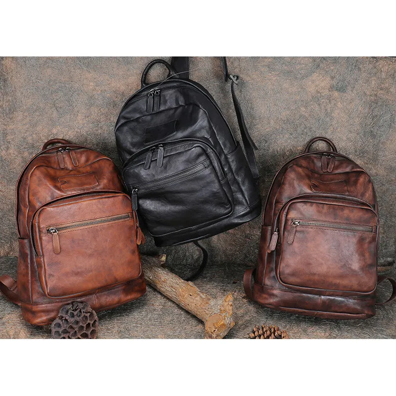 Best Leather Rucksack Womens Vintage 16 inches Laptop Backpack Leather School Backpack Purse