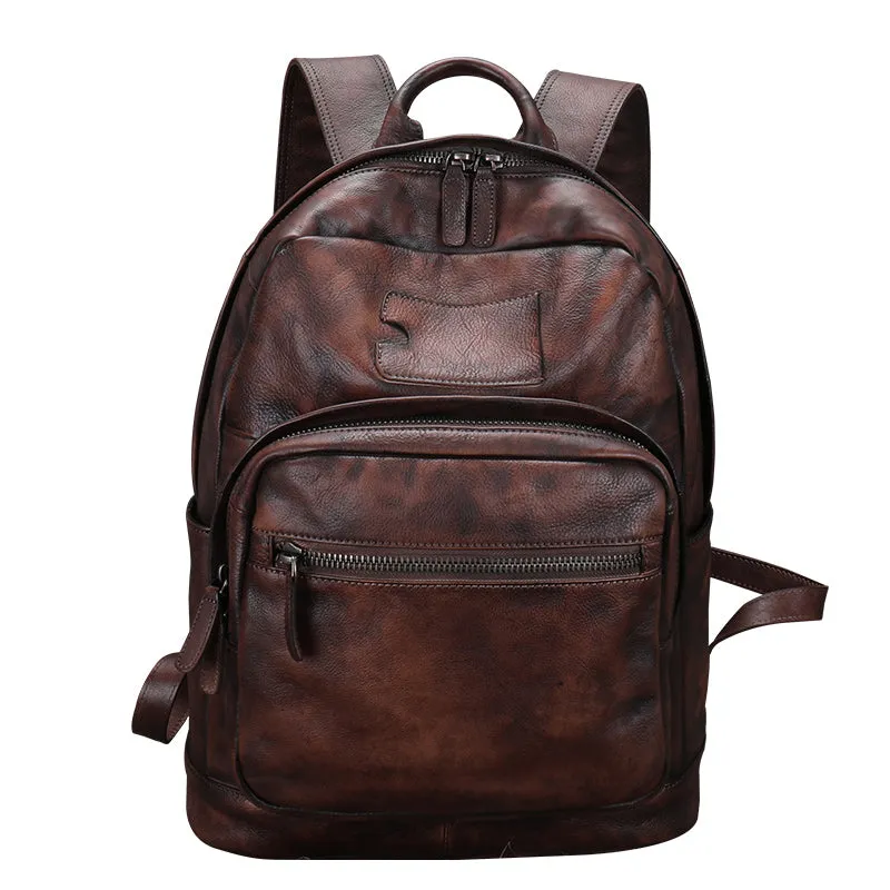 Best Leather Rucksack Womens Vintage 16 inches Laptop Backpack Leather School Backpack Purse