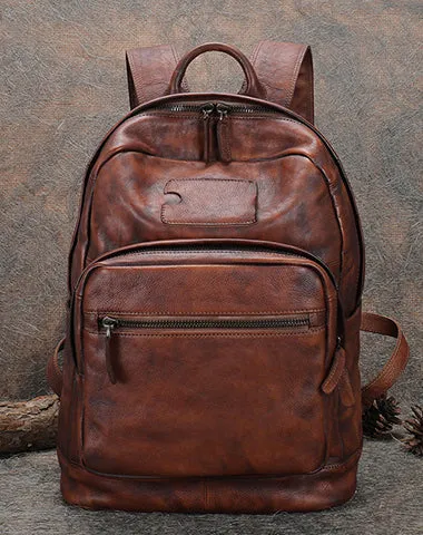 Best Leather Rucksack Womens Vintage 16 inches Laptop Backpack Leather School Backpack Purse