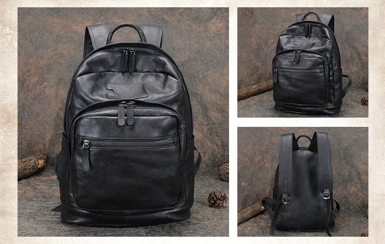 Best Leather Rucksack Womens Vintage 16 inches Laptop Backpack Leather School Backpack Purse