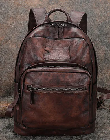 Best Leather Rucksack Womens Vintage 16 inches Laptop Backpack Leather School Backpack Purse