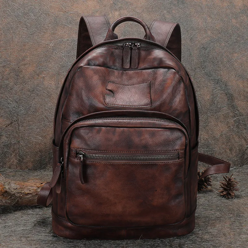 Best Leather Rucksack Womens Vintage 16 inches Laptop Backpack Leather School Backpack Purse