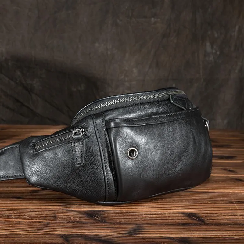 Black Brown MENS LEATHER FANNY PACK FOR MEN BUMBAG Vintage WAIST BAGS