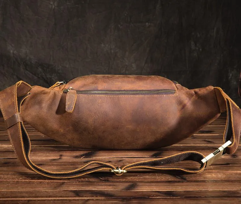 Black Brown MENS LEATHER FANNY PACK FOR MEN BUMBAG Vintage WAIST BAGS