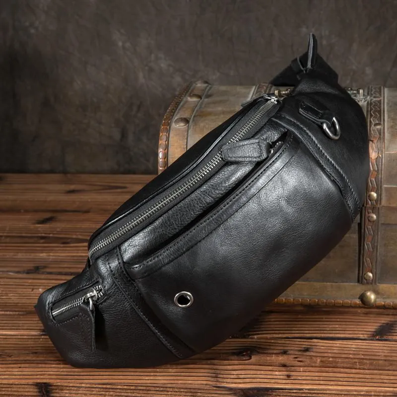 Black Brown MENS LEATHER FANNY PACK FOR MEN BUMBAG Vintage WAIST BAGS