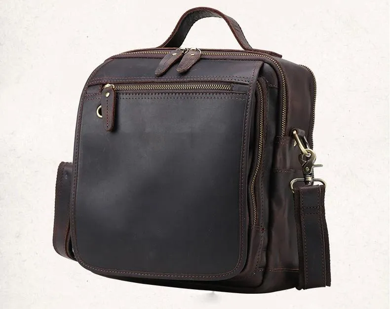 Black Coffee Fashion Leather Mens Vintage Small Handbag Messenger Bags Side Bag For Men