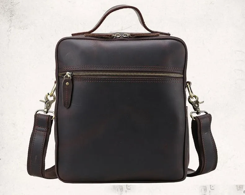 Black Coffee Fashion Leather Mens Vintage Small Handbag Messenger Bags Side Bag For Men