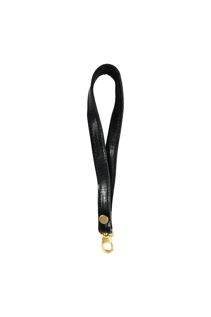 Black Italian Natural Vegetable Tanned Leather Wristlet Strap