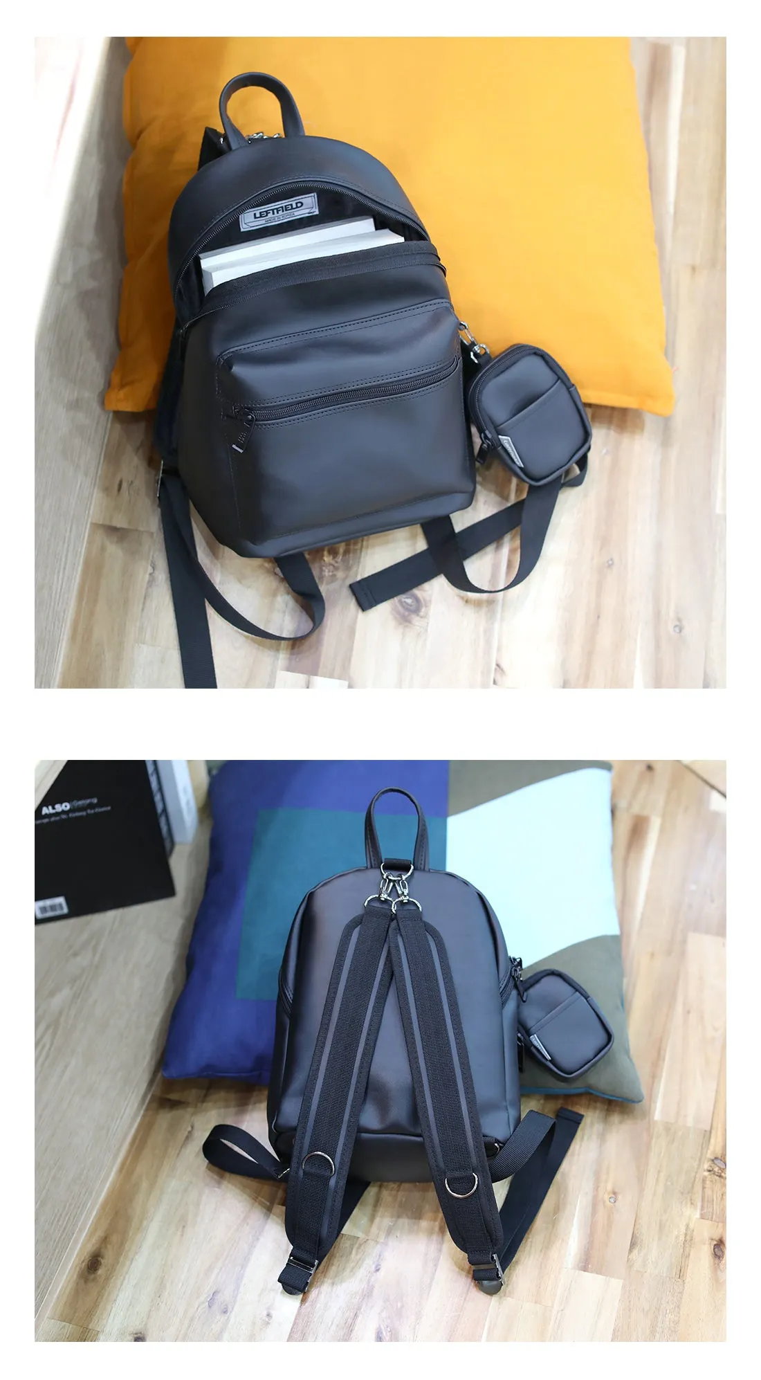 Black Multi Mini Backpacks Faux Leather Sling Bags Crossbody Messengers School Travel Bookbags Unisex Mens Womens