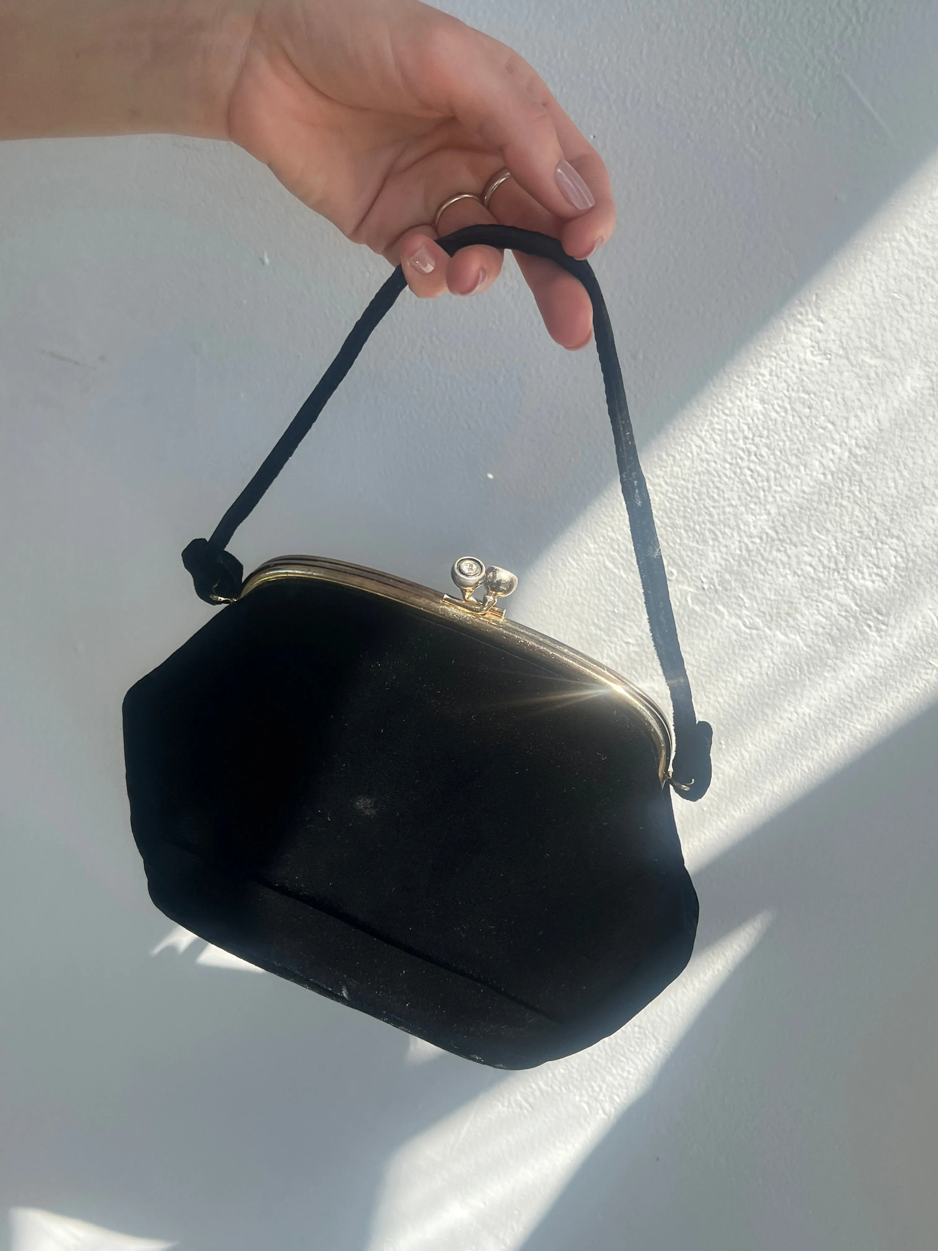 Black Velvet Bow Handbag