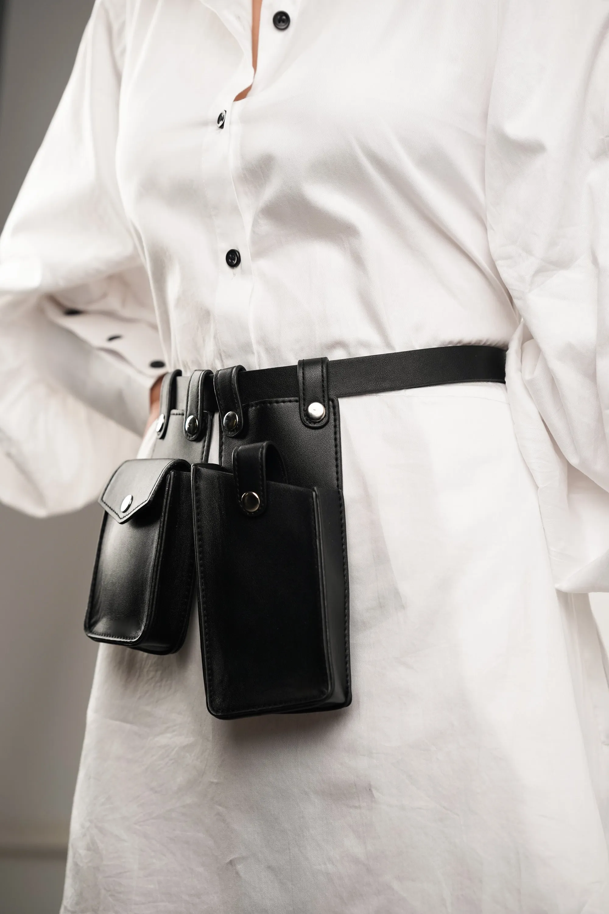 Black Waist Belt with Utility Bags