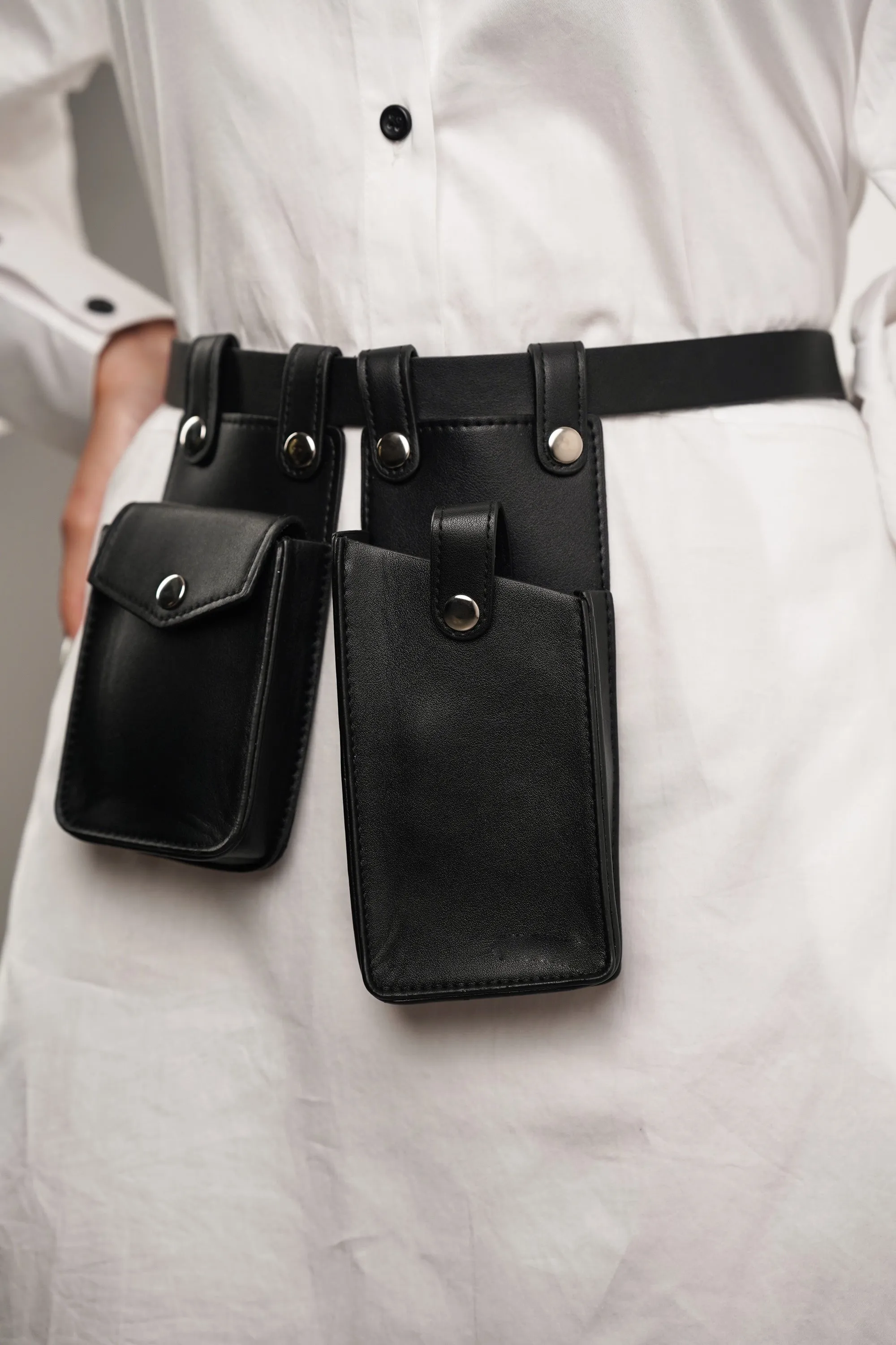 Black Waist Belt with Utility Bags