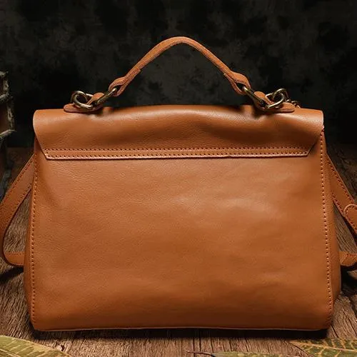 Black WOmens Leather Handbag Vintage Side Bag Brown Shoulder Bag for Ladies