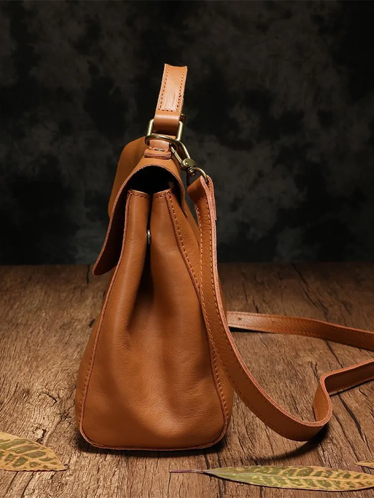 Black WOmens Leather Handbag Vintage Side Bag Brown Shoulder Bag for Ladies