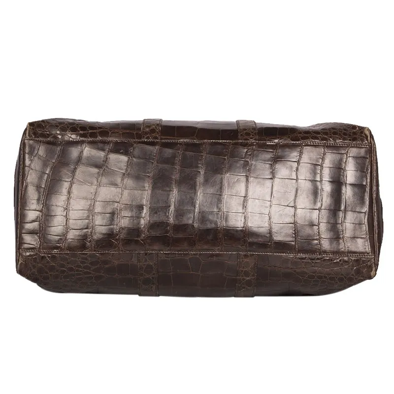 Brown Crocodile Leather Travel Bag