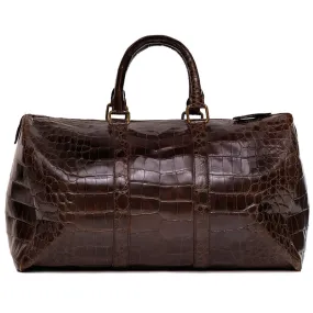 Brown Crocodile Leather Travel Bag