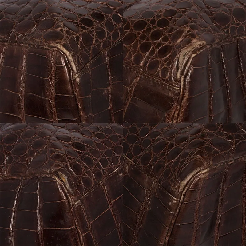 Brown Crocodile Leather Travel Bag