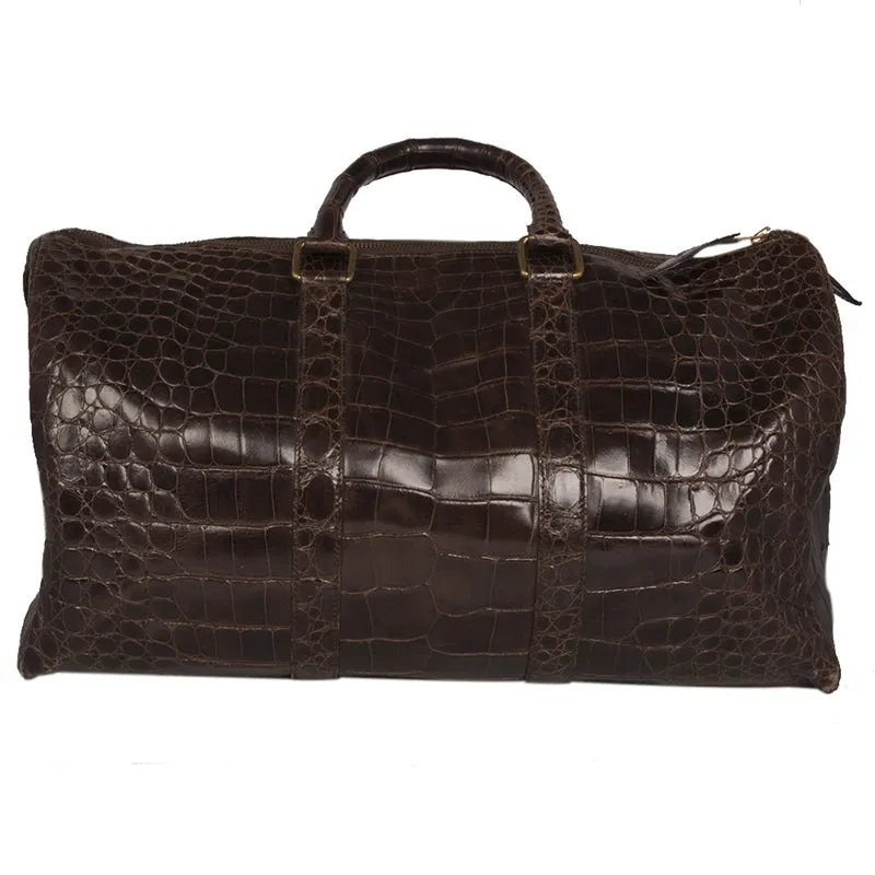 Brown Crocodile Leather Travel Bag