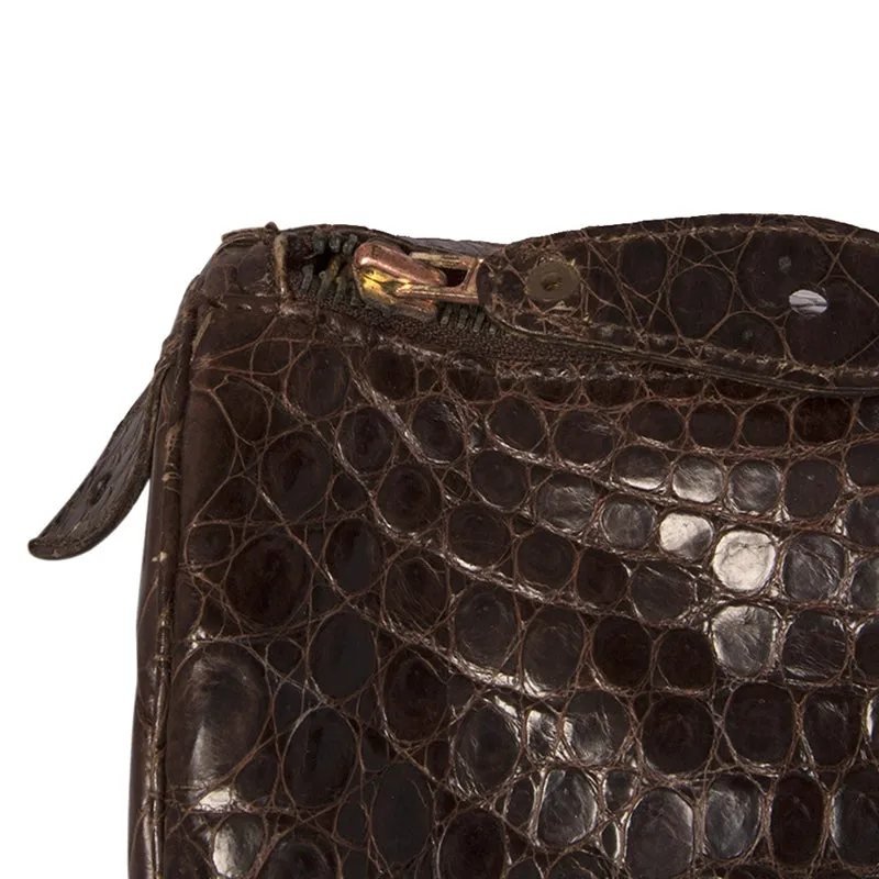 Brown Crocodile Leather Travel Bag