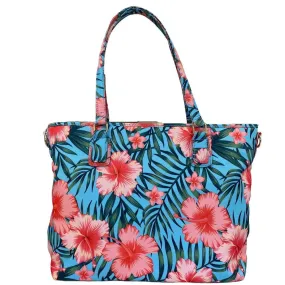 CALOUNDRA - Women's Pink and Blue Flower Tote Bag