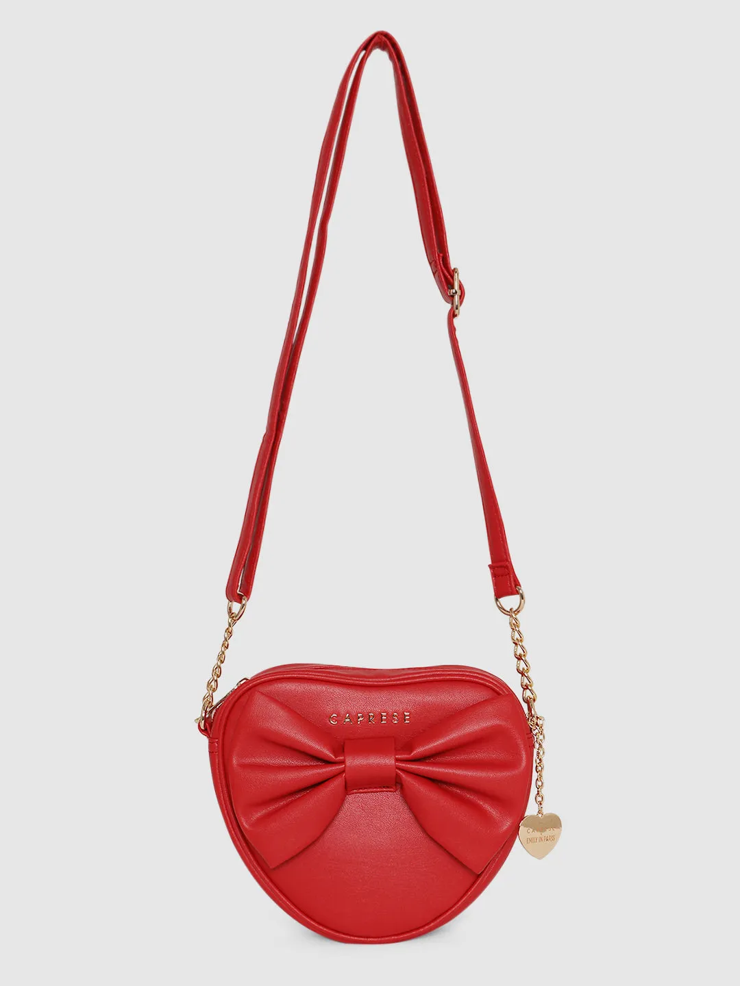 Caprese Emily In Paris Heart Shape With Bow Sling Bag Red