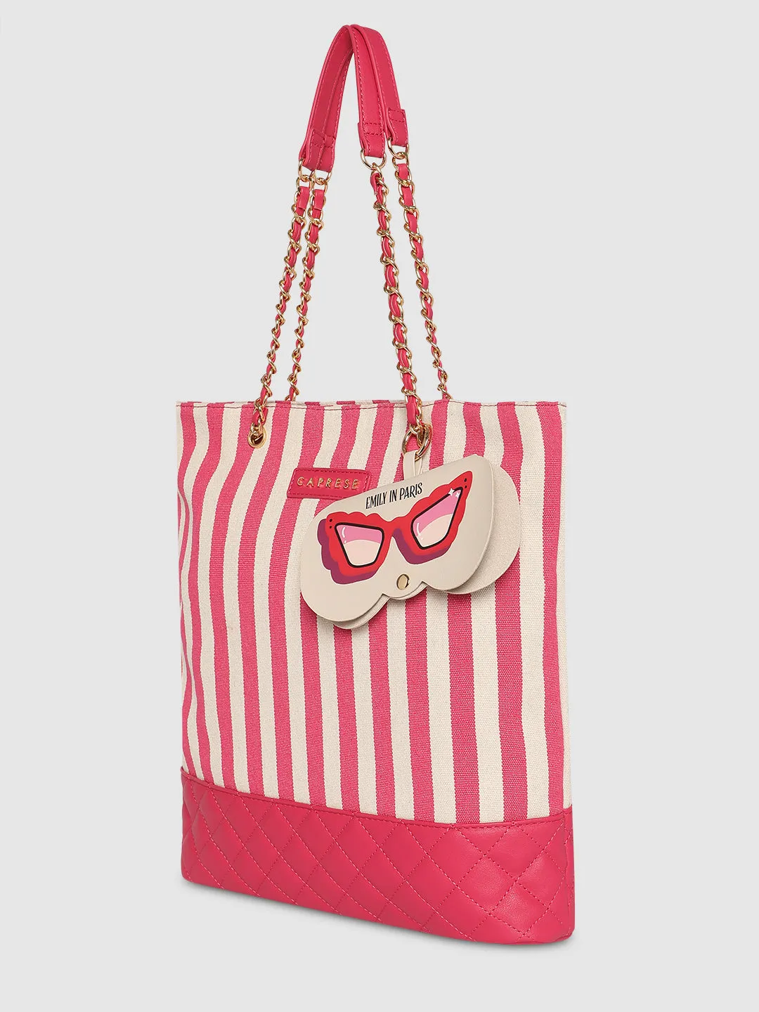 Caprese Emily In Paris Printed Medium Tote Handbag Pink